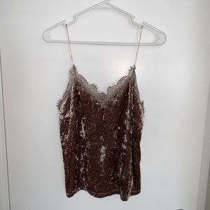 Taupe velvet lace tank
